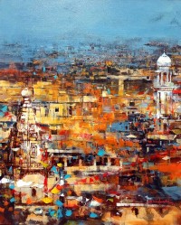 Shan Amrohvi, 24 x 30 inch, Acrylic on Canvas, Cityscape Painting, AC-SA-189